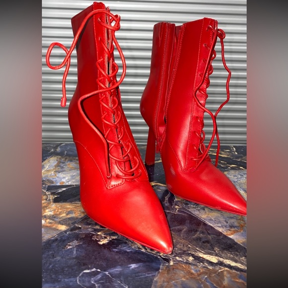 Red High Heel Stiletto Boots - Picture 1 of 3
